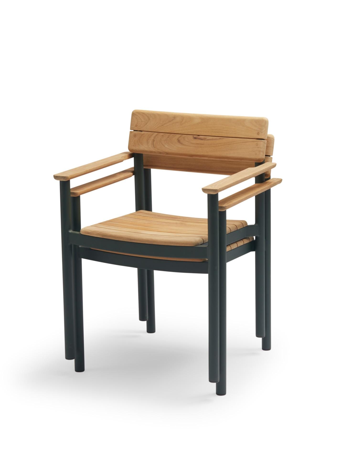 Fritz Hansen PELAGUS -käsinojallinen tuoli, tummanvihreä/tiikki - Image 2