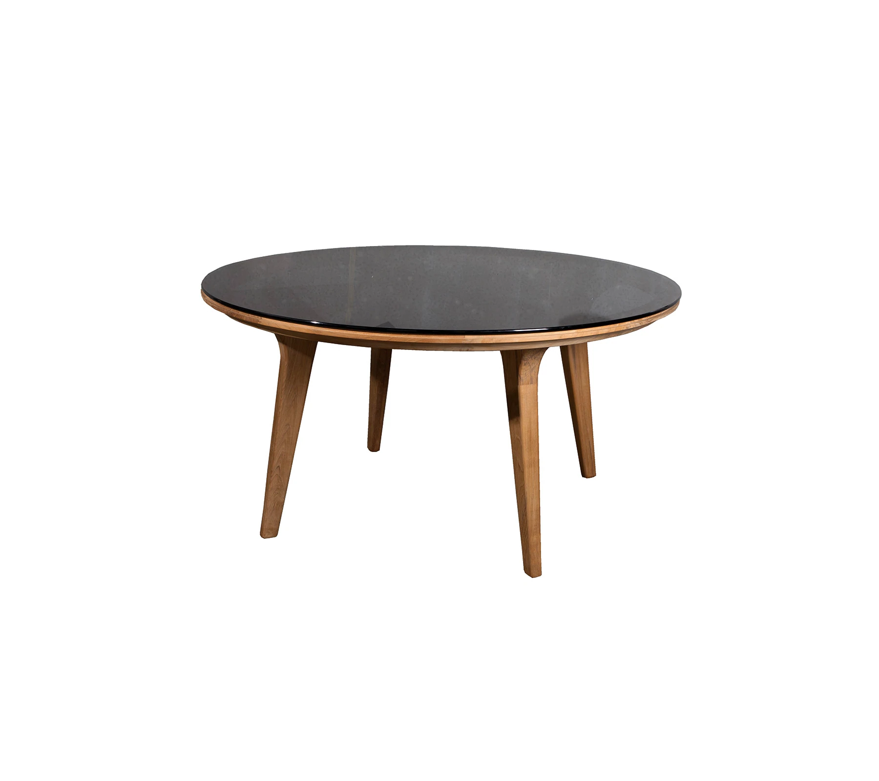 Cane-line ASPECT -dining table Ø 144 cm, smokey black glass / teak