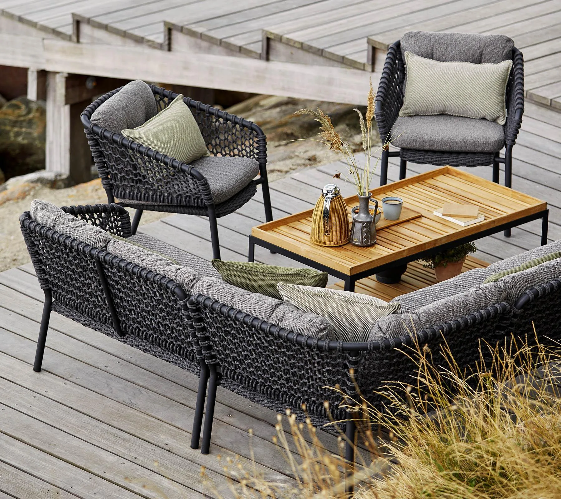 Cane-line OCEAN -corner module with cushions, dark grey - Image 3