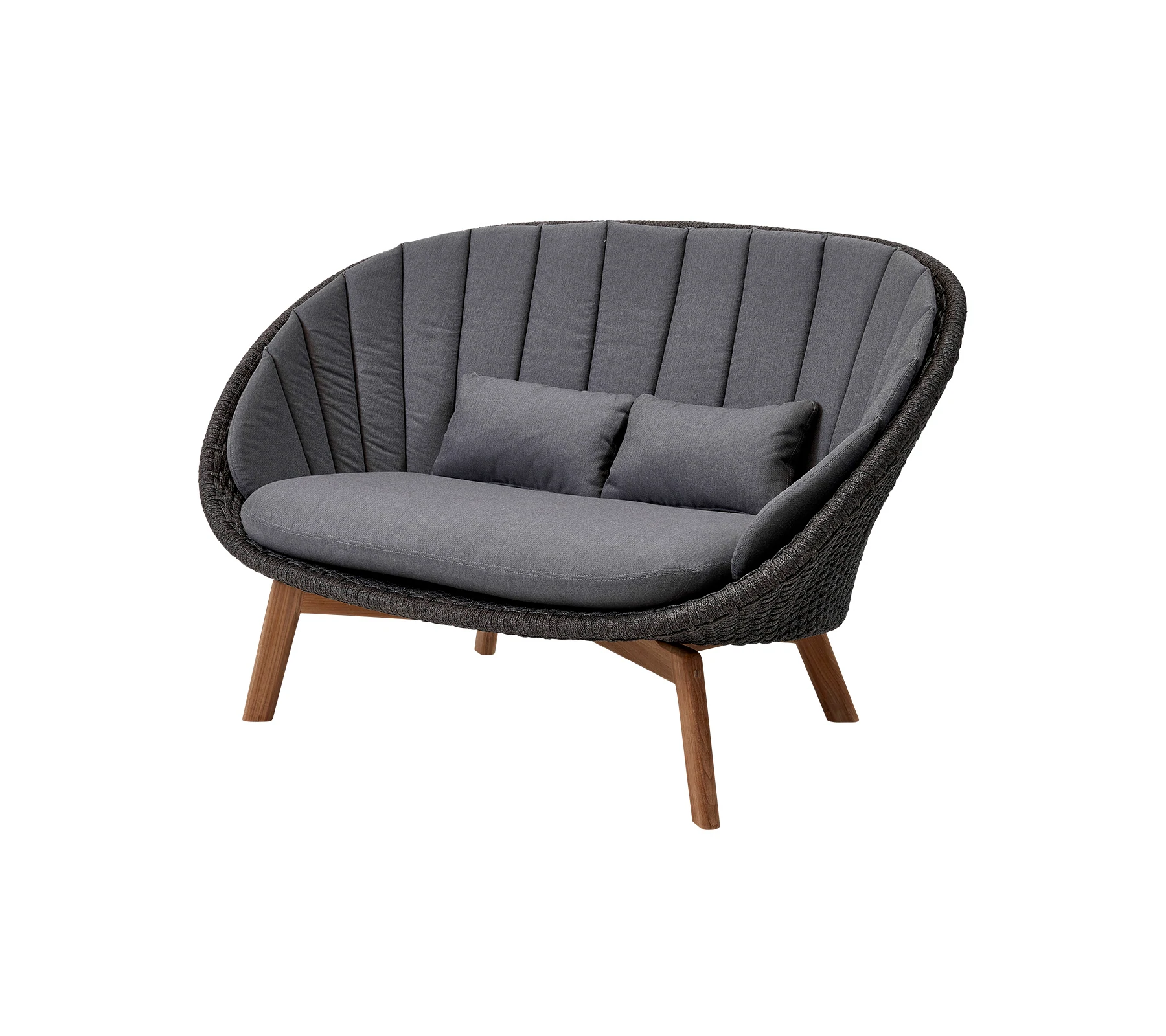 Cane-line PEACOCK 2-seater sofa, grey / dark grey / teak