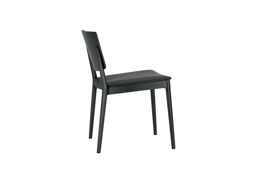 Andreu World HAPPY chair, black leather/black beech SI0377 - Image 2