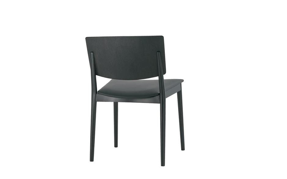 Andreu World HAPPY chair, black leather/black beech SI0377 - Image 3