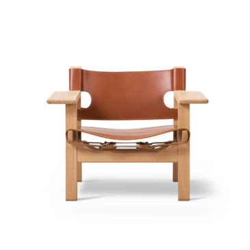 Fredericia THE SPANISH CHAIR -nojatuoli, valkoöljytty tammi/konjakkinahka