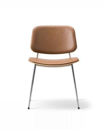 Fredericia SØBORG 3062 chair, lacquered oak, steel frame, brown leather