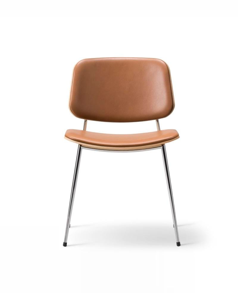 Fredericia SØBORG 3062 chair, lacquered oak, steel frame, brown leather
