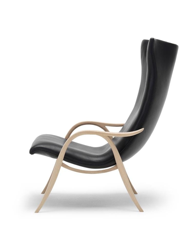 Carl Hansen FH429 armchair, soaped oak / black leather - Image 2