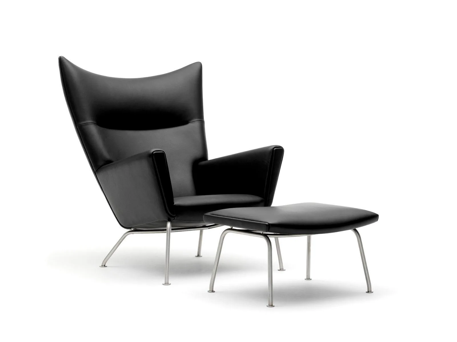 Carl Hansen CH446 -footstool, black leather - Image 2