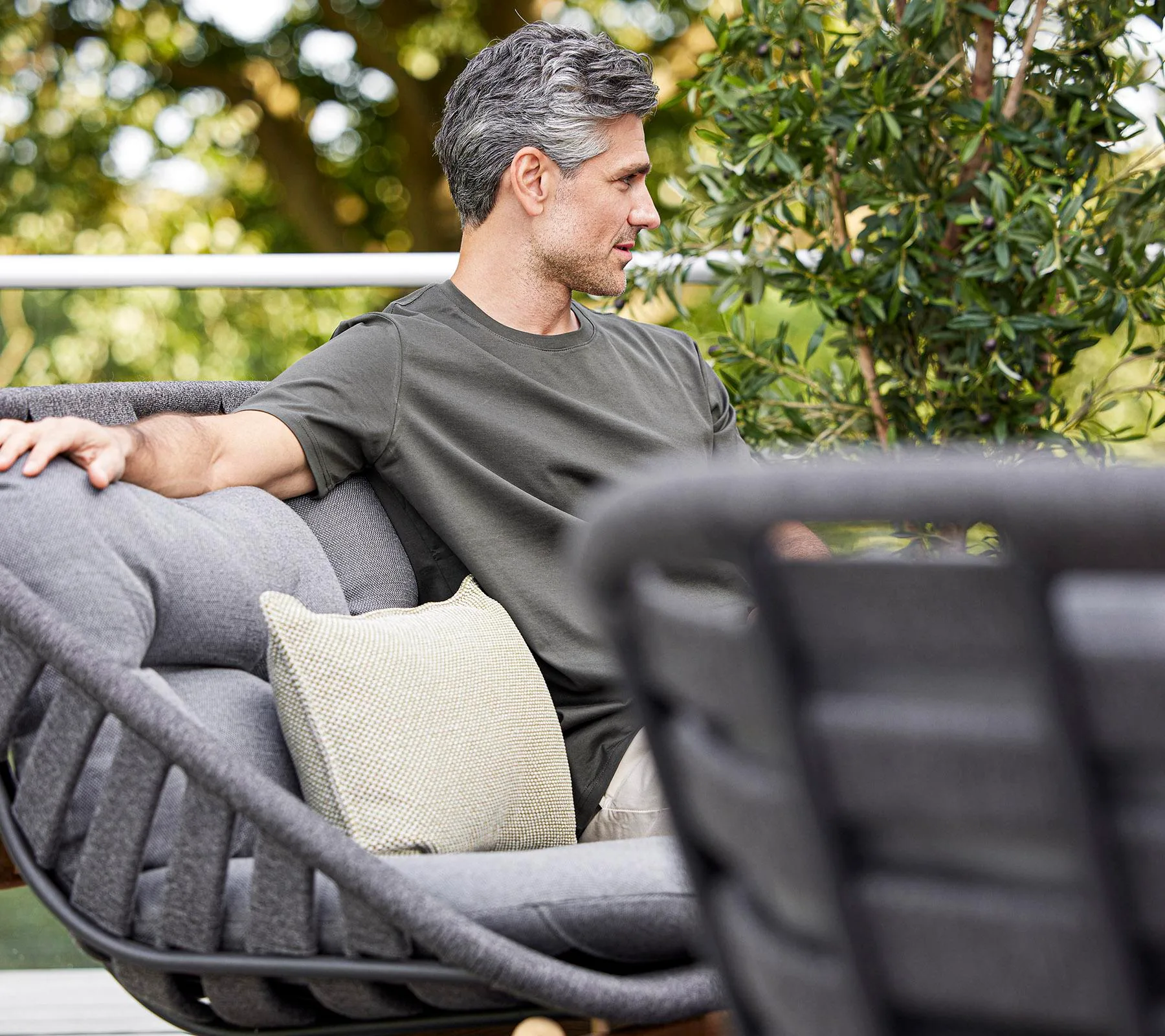 Cane-line STRINGTON -armchair, grey / dark grey / teak - Image 4