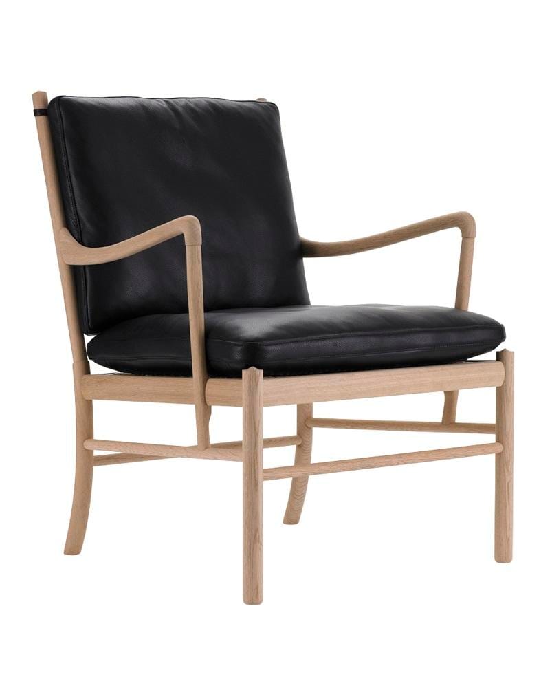 Carl Hansen OW149 armchair, soaped oak / black leather - Image 2