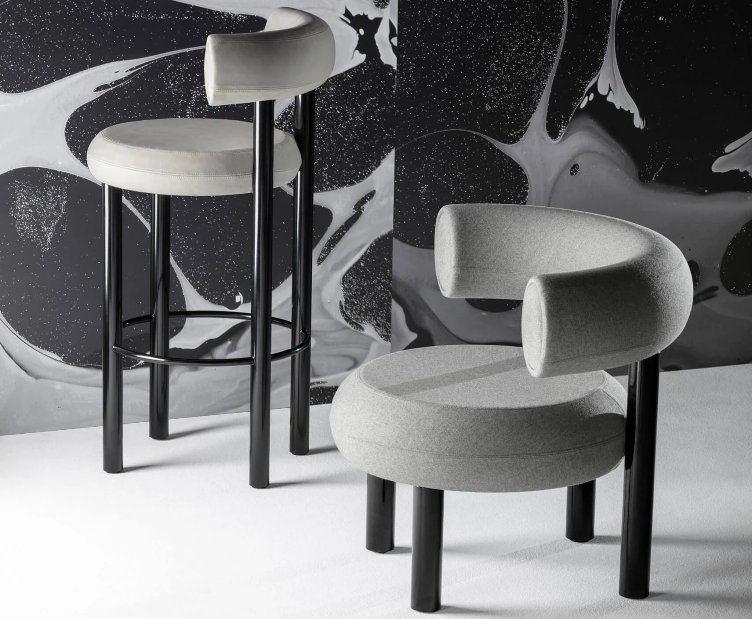Tom Dixon FAT 75 -baarituoli, Hallingdal-kangas musta/musta metalli - Image 3