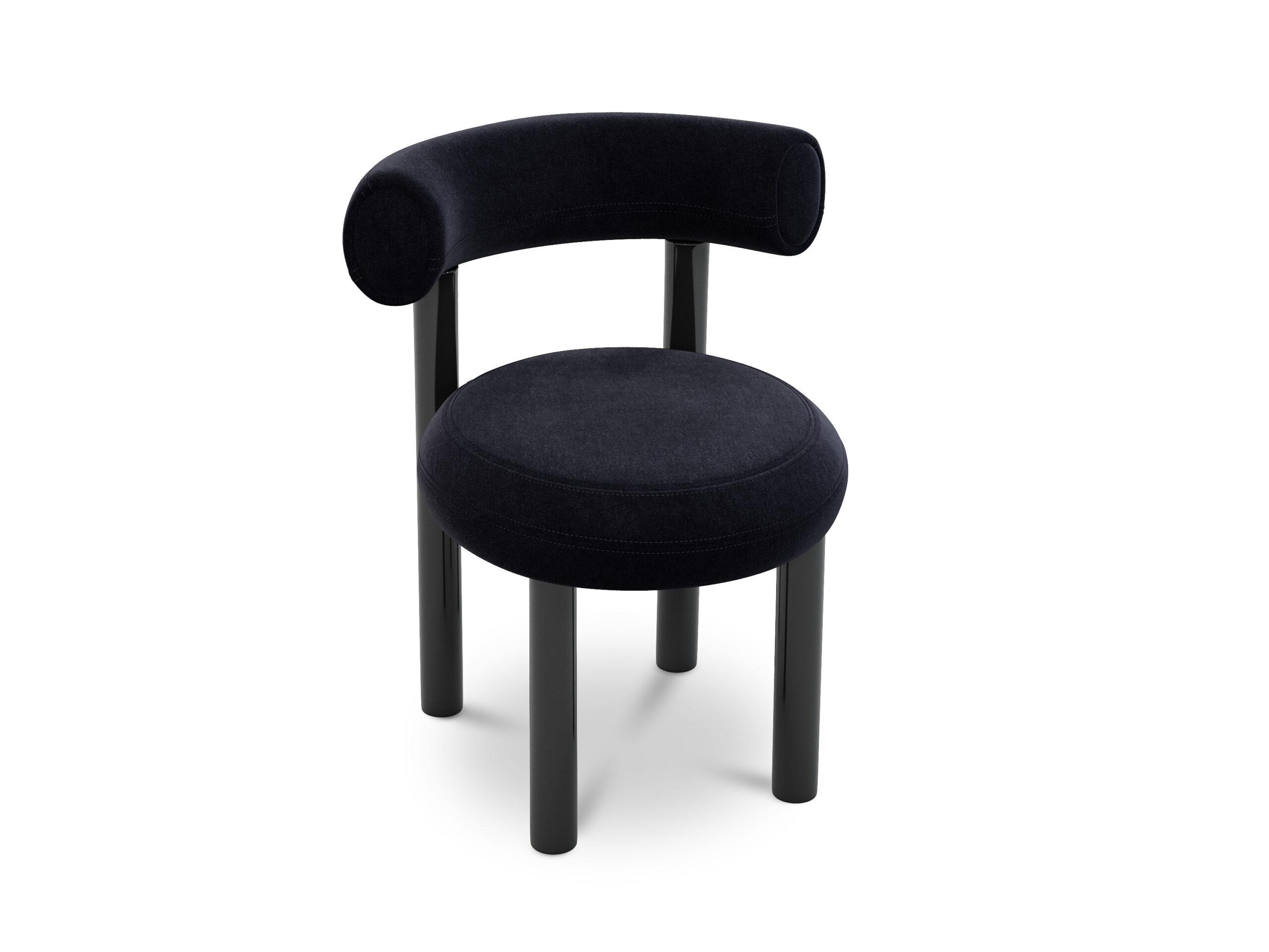 Tom Dixon FAT -ruokapöydän tuoli, Gentle-kangas musta/musta metalli