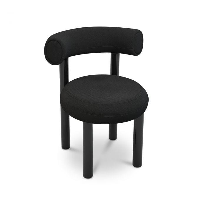 Tom Dixon FAT -ruokapöydän tuoli, Hallingdal-kangas musta/musta metalli