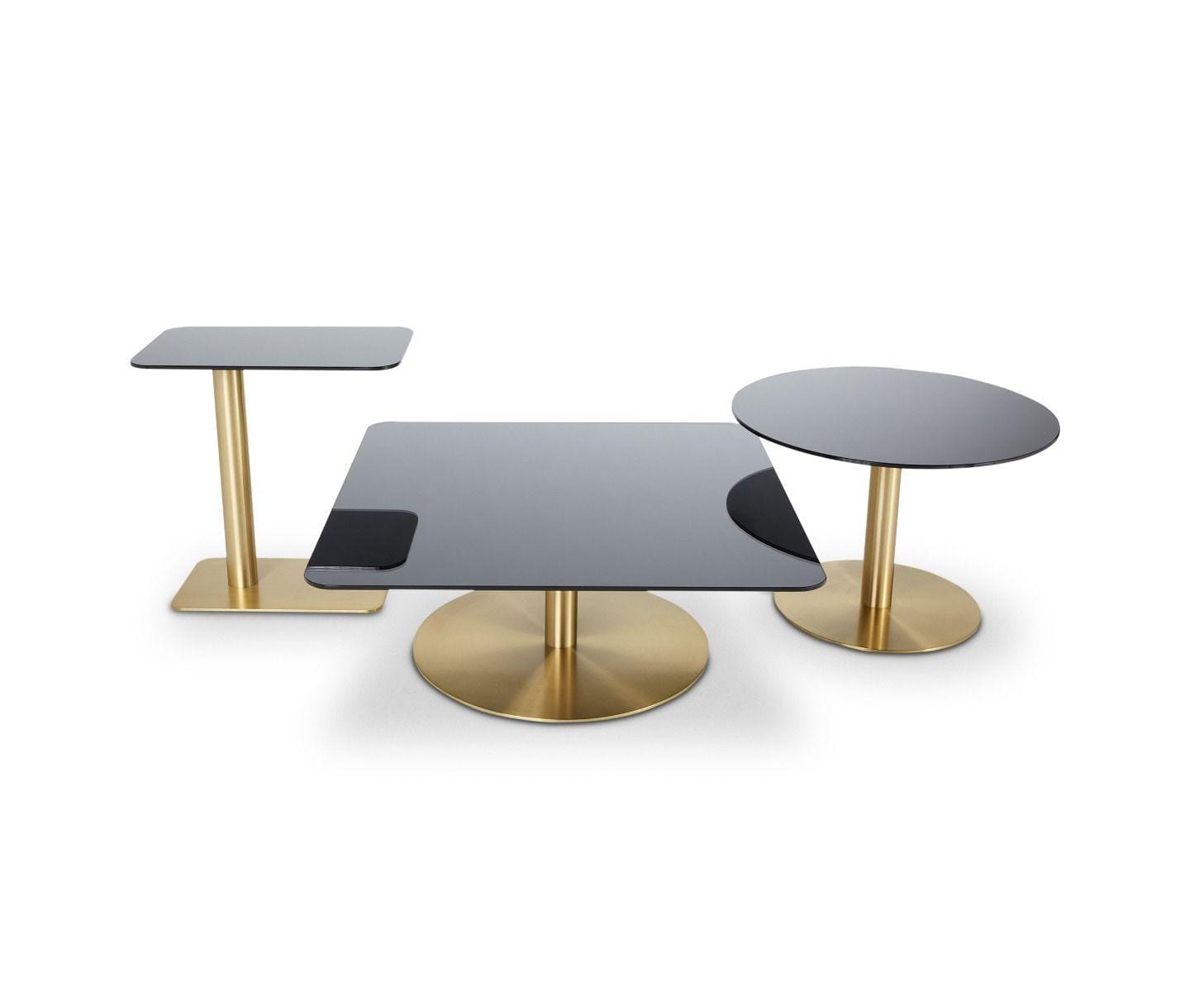 Tom Dixon FLASH -sohvapöytä, pyöreä, musta lasikansi/messinkijalka - Image 3