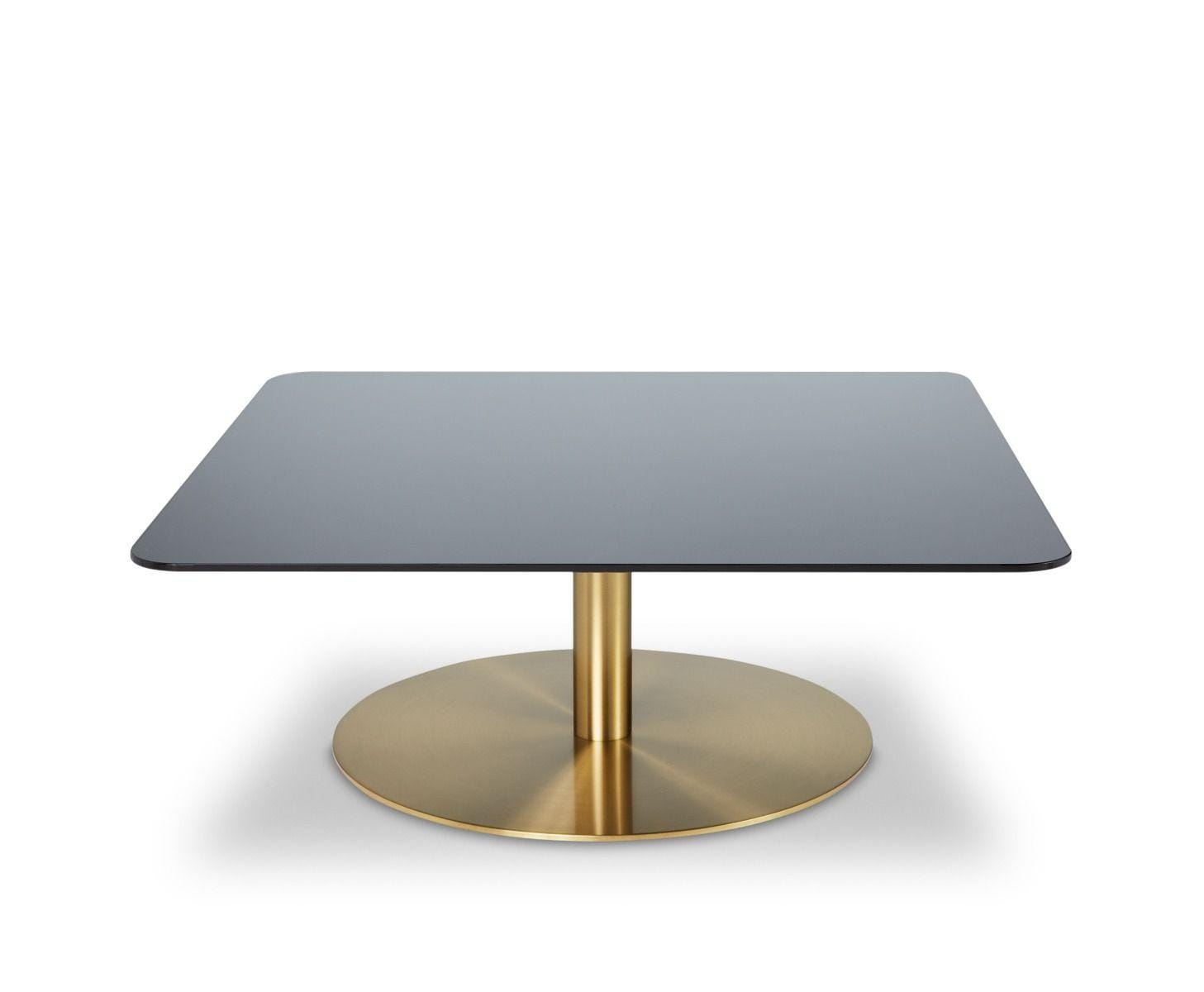 Tom Dixon FLASH -sohvapöytä, neliö, musta lasikansi/messinkijalka