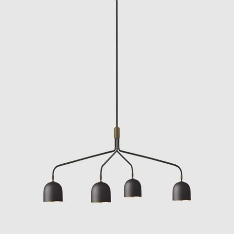 GUBI Howard chandelier long, 4 arm, gunmetal