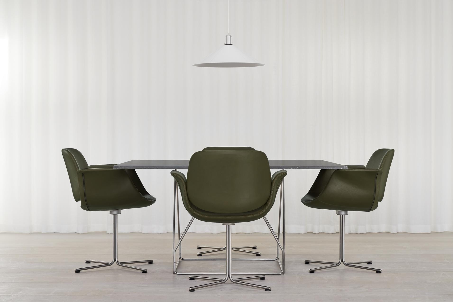 Fredericia JG -dining table, 140 x 140 cm, black linoleum / black steel - Image 3