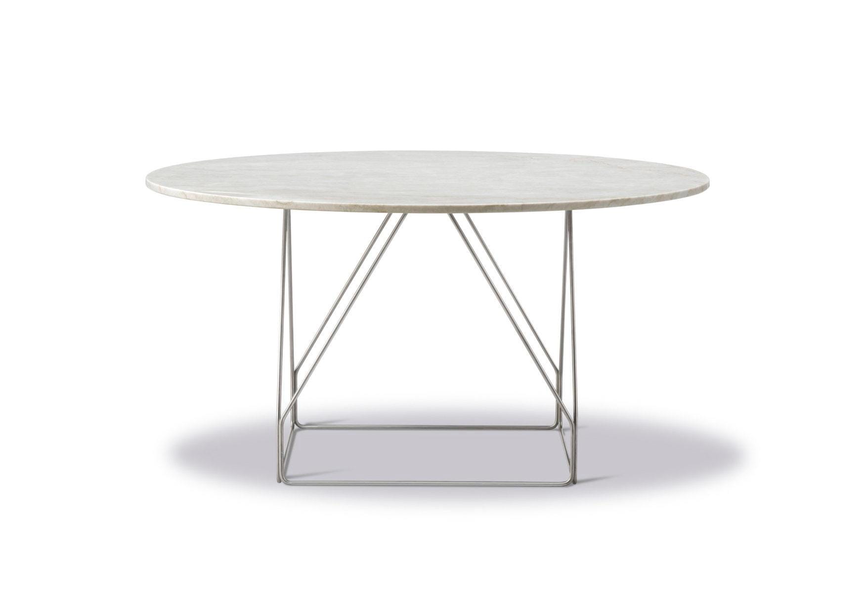 Fredericia JG -dining table, Ø 140 cm, ivory quartzite / stainless steel