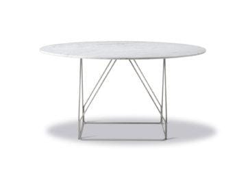 Fredericia JG -dining table, Ø 140 cm, white marble / stainless steel