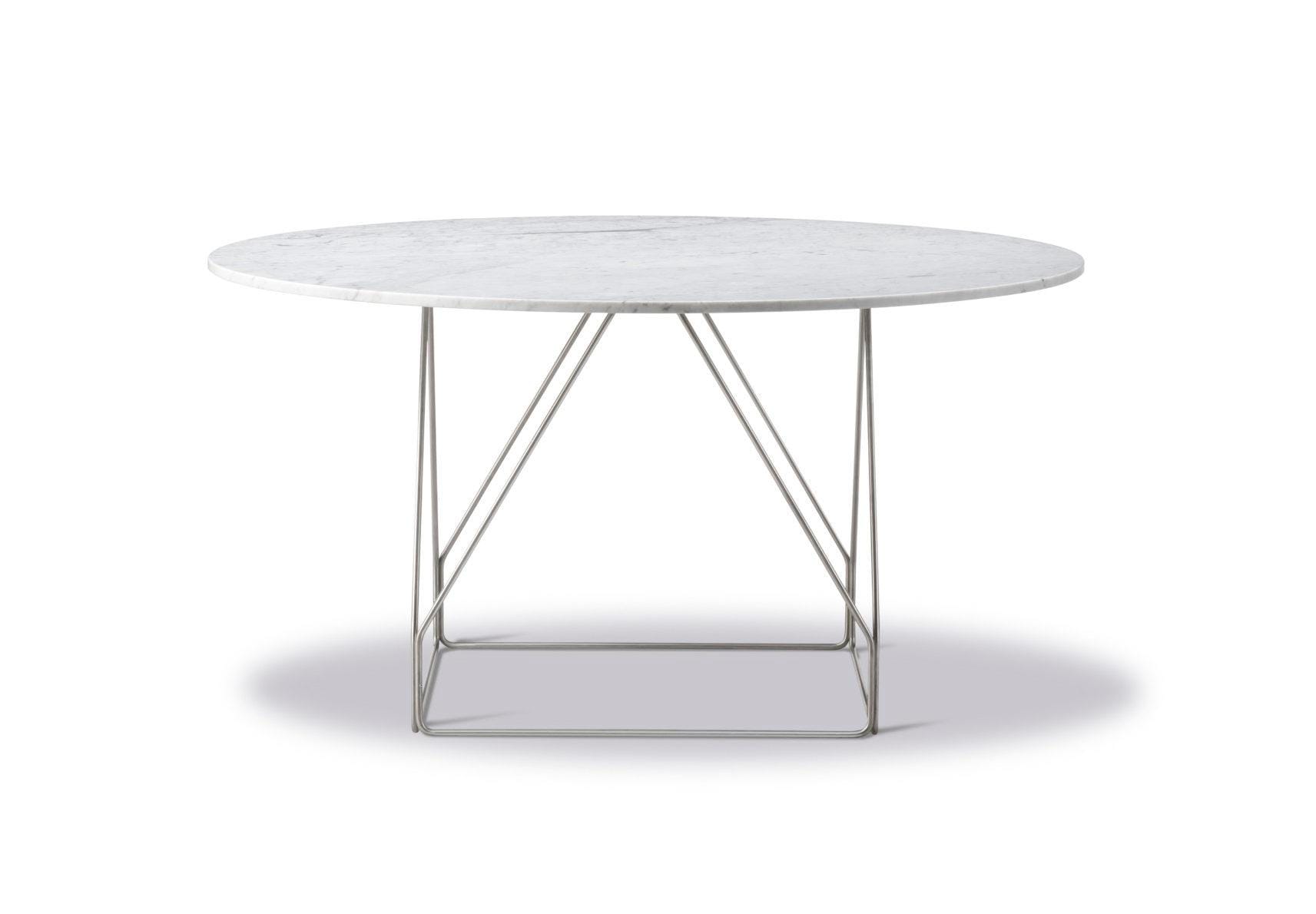 Fredericia JG -dining table, Ø 140 cm, white marble / stainless steel