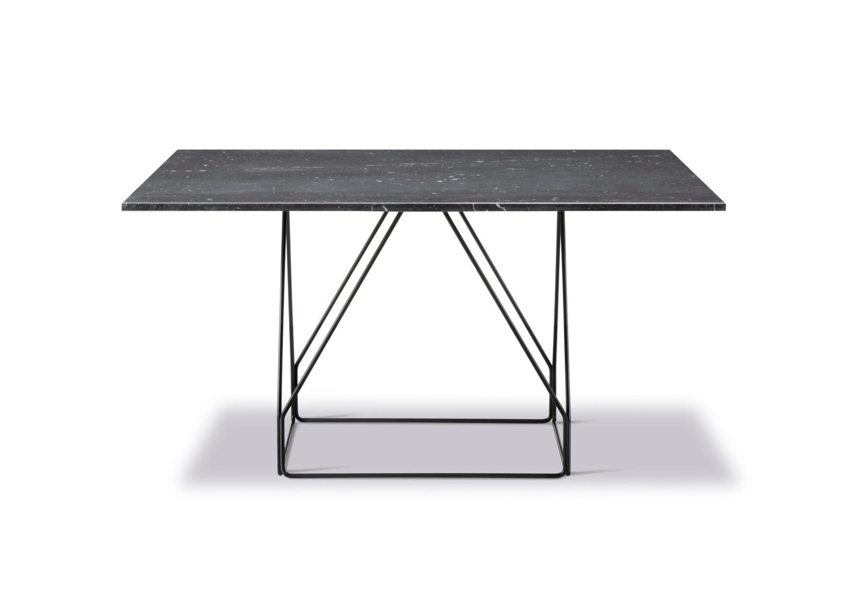 Fredericia JG -dining table, 140 x 140 cm, black marble / black steel