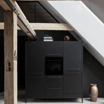 Vipp V1 kitchen tall module, 3 units, black