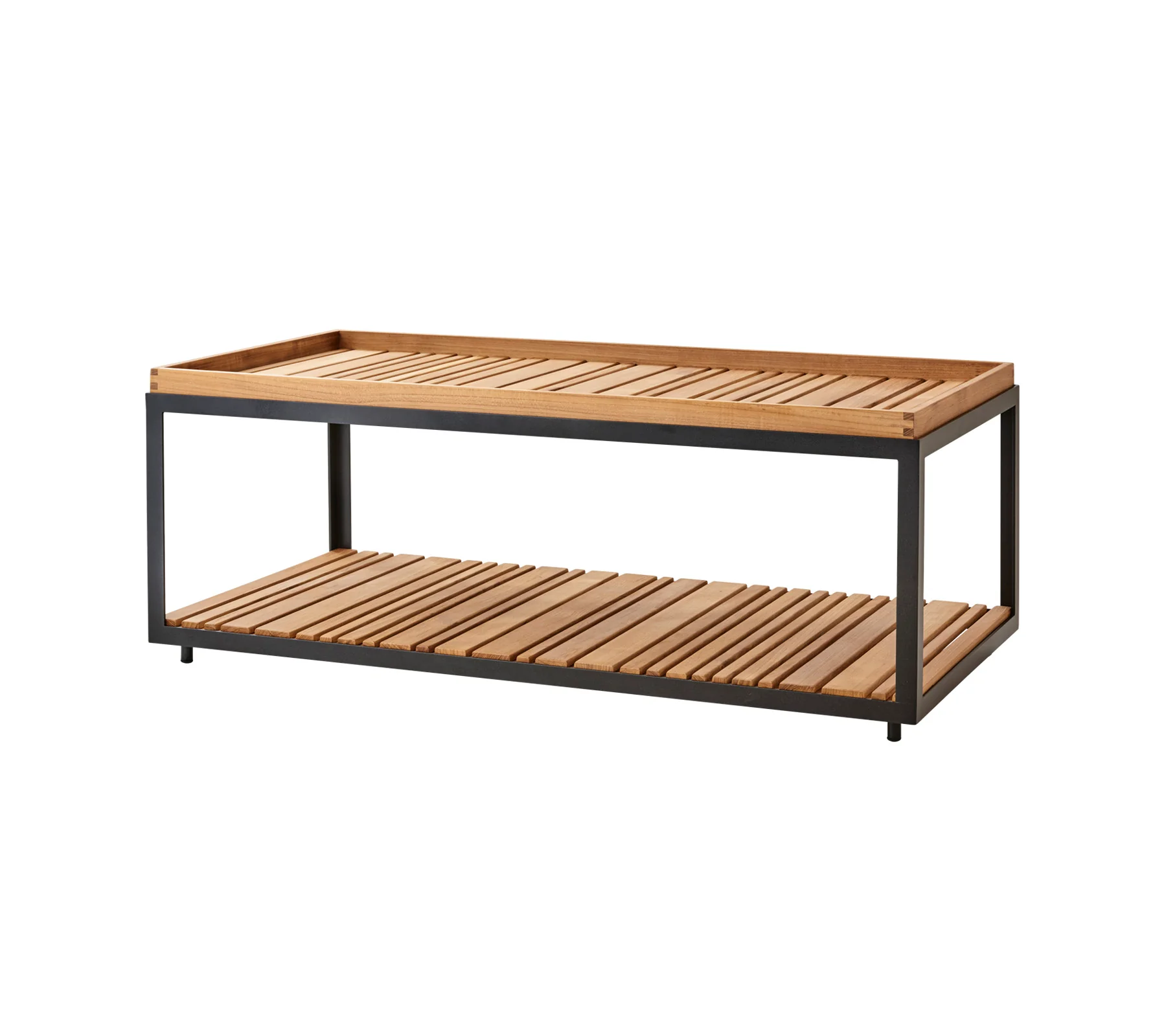Cane-line LEVEL-sohvapöytä 122x62 cm, tummanharmaa/tiikki