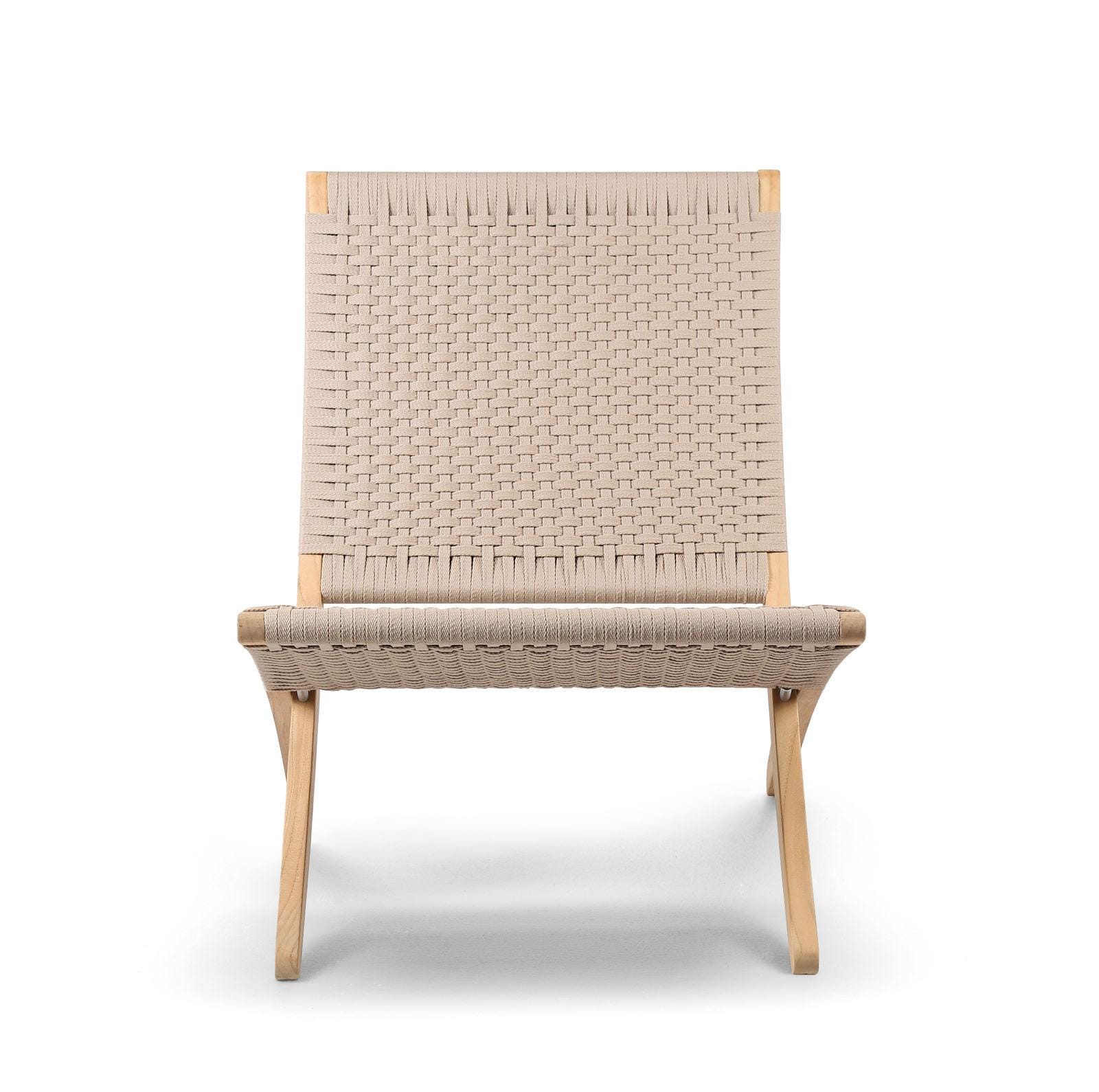 Carl Hansen MG501 outdoor lounge chair, oiled teak / beige flat rope