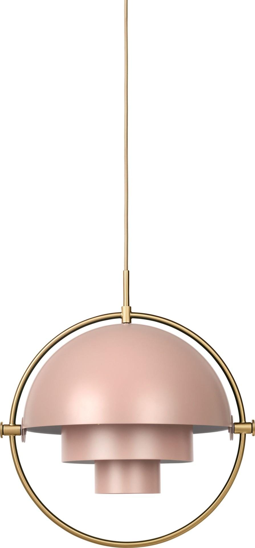 GUBI MULTI-LITE -riippuvalaisin, vaaleanpunainen/messinki