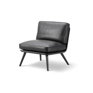 Fredericia SPINE LOUNGE PETIT -nojatuoli, musta nahka/musta