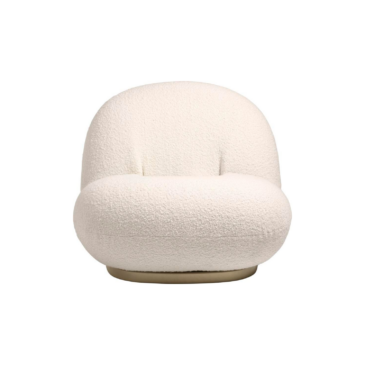 GUBI PACHA lounge chair, white Karakorum fabric/gold