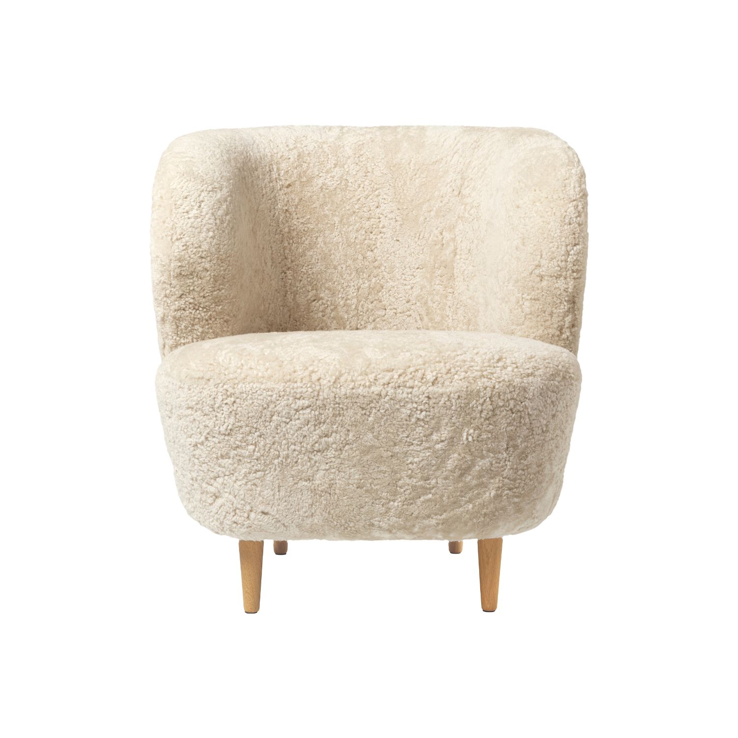 GUBI STAY-nojatuoli, pieni, beige (moonlight) lampaankarva/tammi