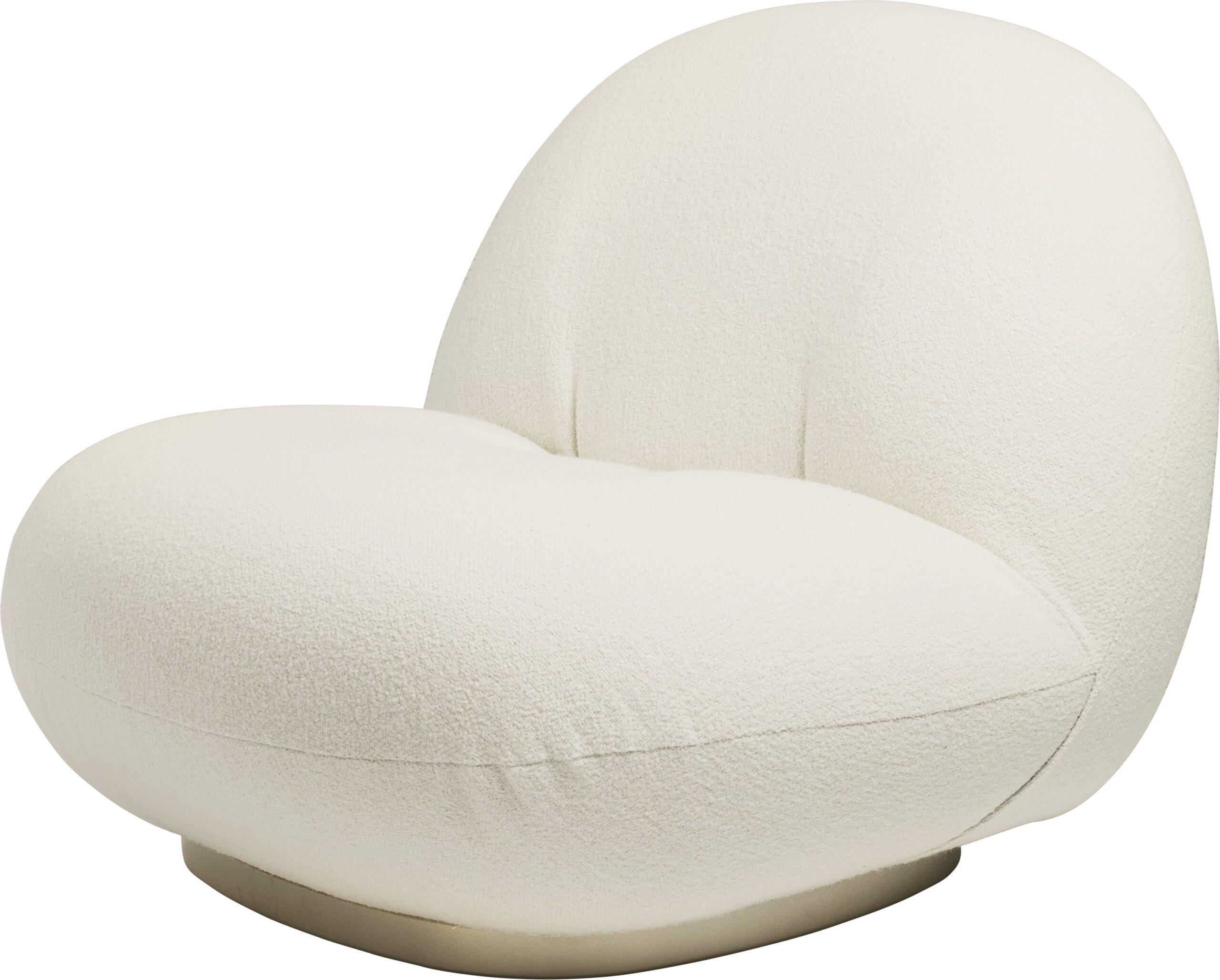 GUBI PACHA lounge chair, white Harp fabric/gold