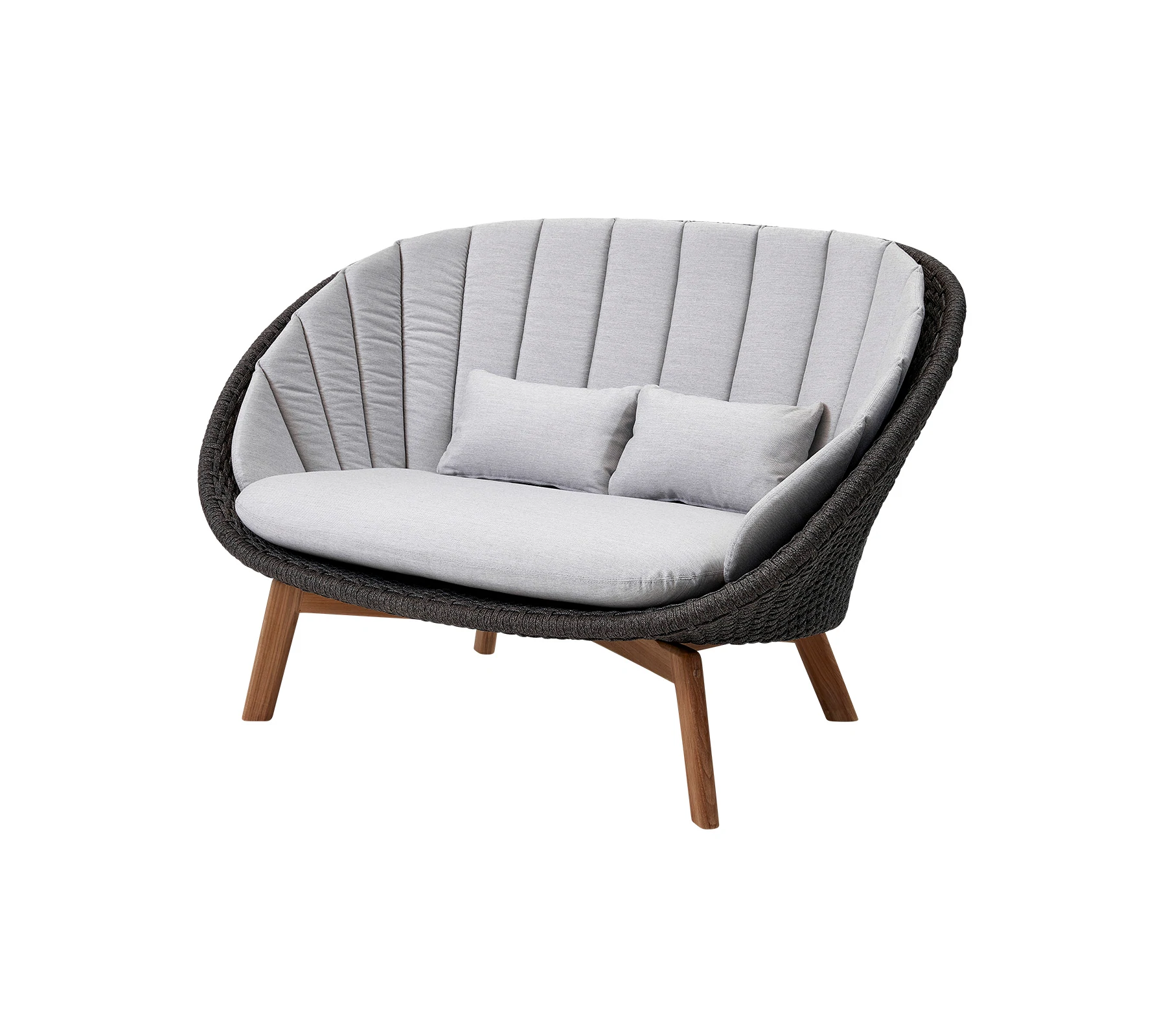 Cane-line PEACOCK 2-seater sofa, light grey / dark grey / teak