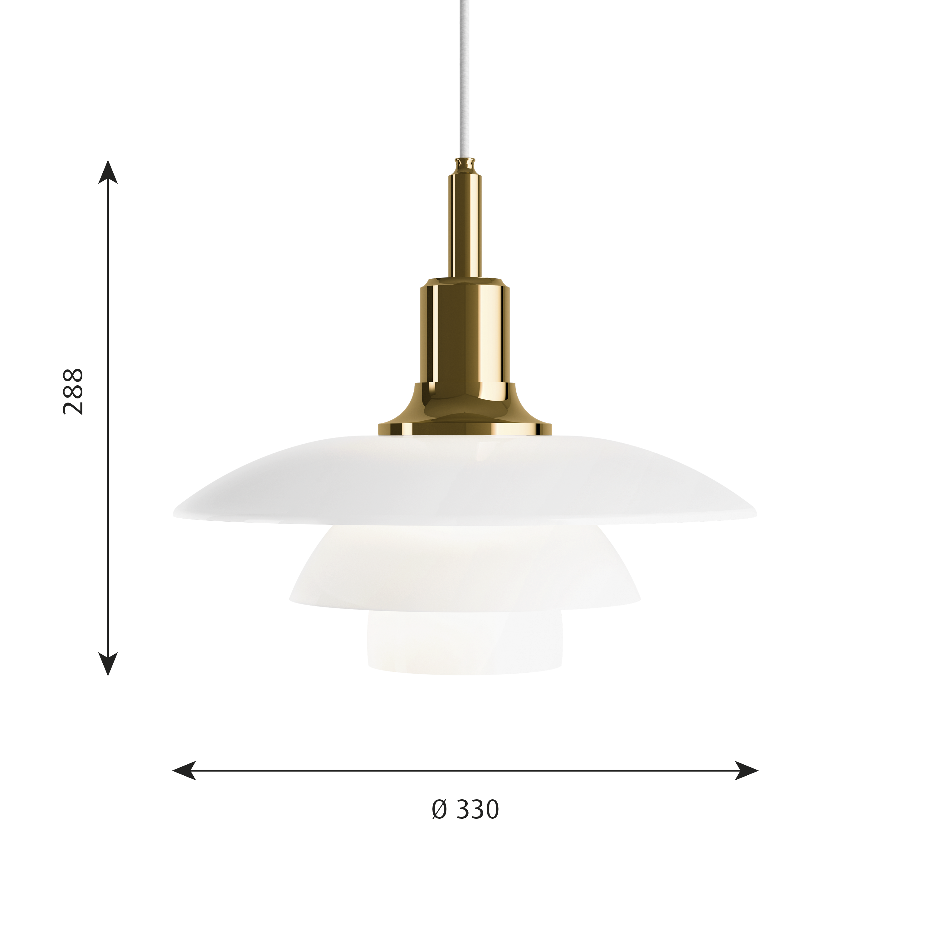 Louis Poulsen PH 3½-3 pendant, metallised brass / opal glass - Image 2