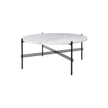 GUBI TS-sohvapöytä Ø80cm, Carrara-marmori/musta metalli – Designsuosikki