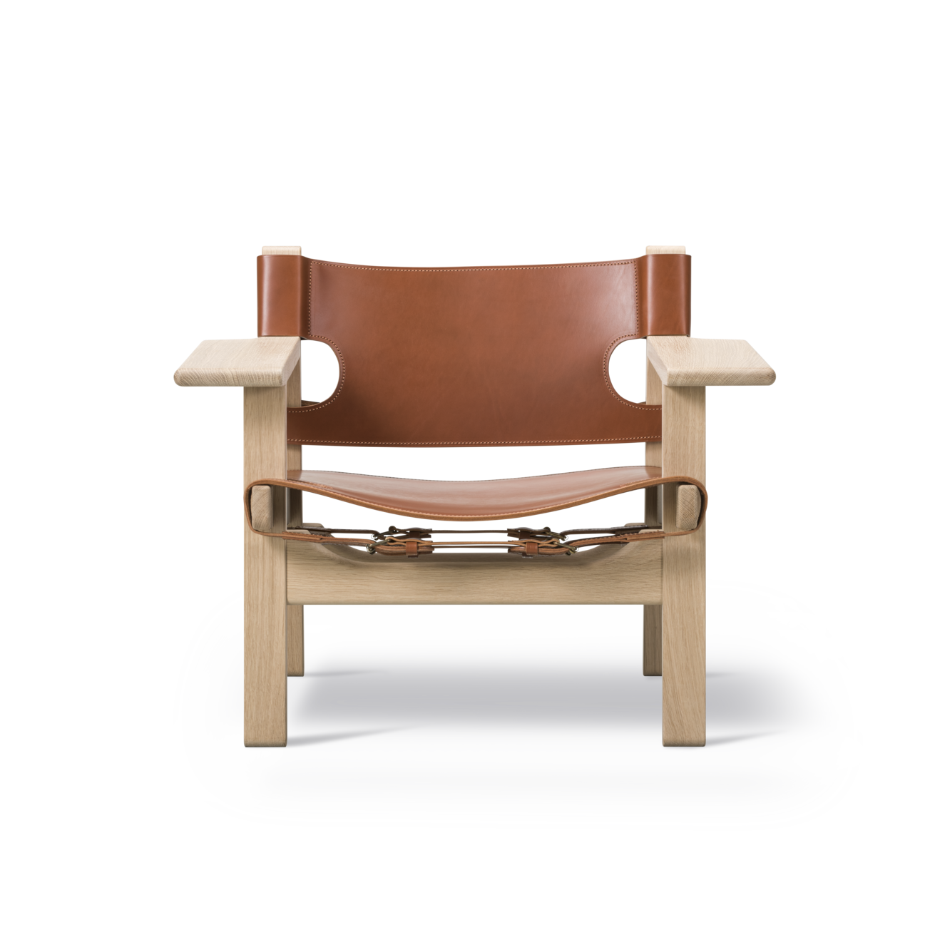 Fredericia THE SPANISH CHAIR -nojatuoli, saippuoitu tammi/konjakkinahka