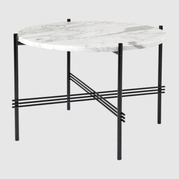 GUBI TS -sohvapöytä Ø55cm, valkoinen marmori/musta