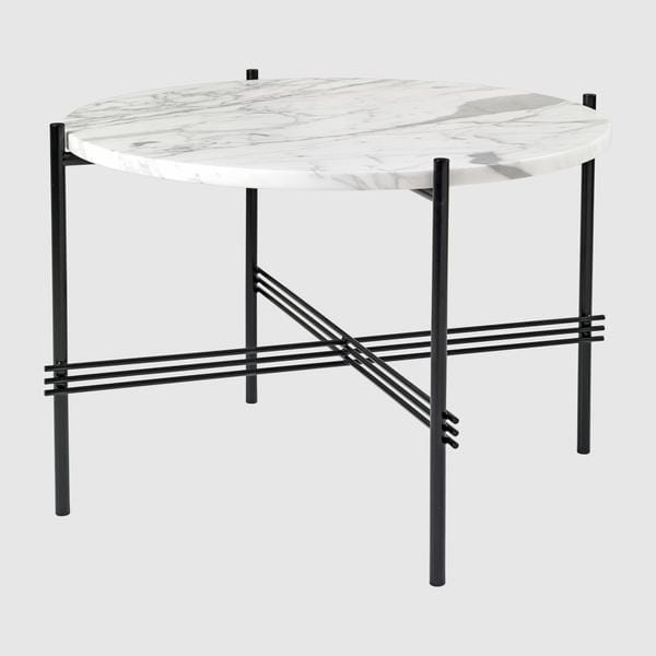 GUBI TS -sohvapöytä Ø55cm, valkoinen marmori/musta