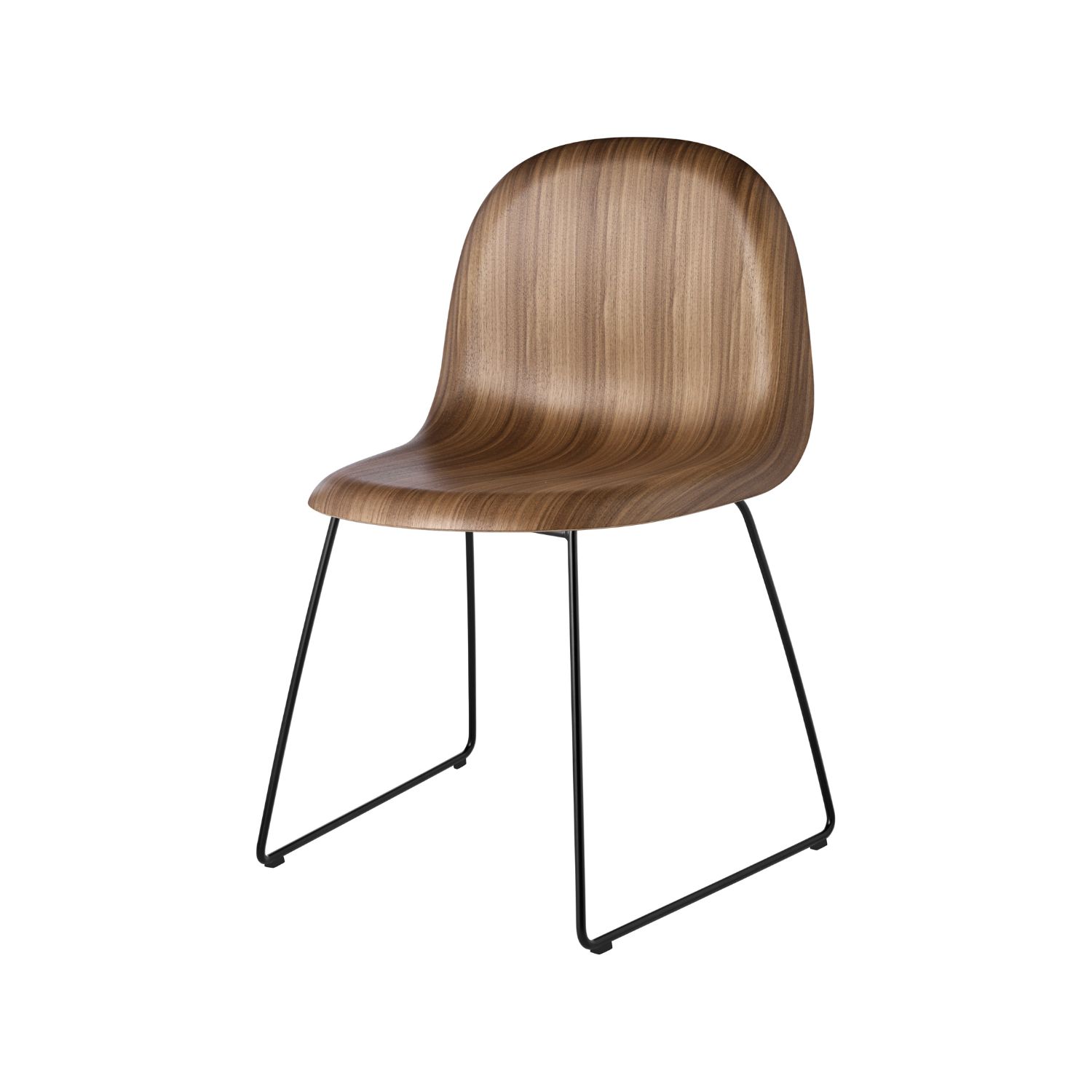 GUBI 3D chair, walnut/black, sledge base