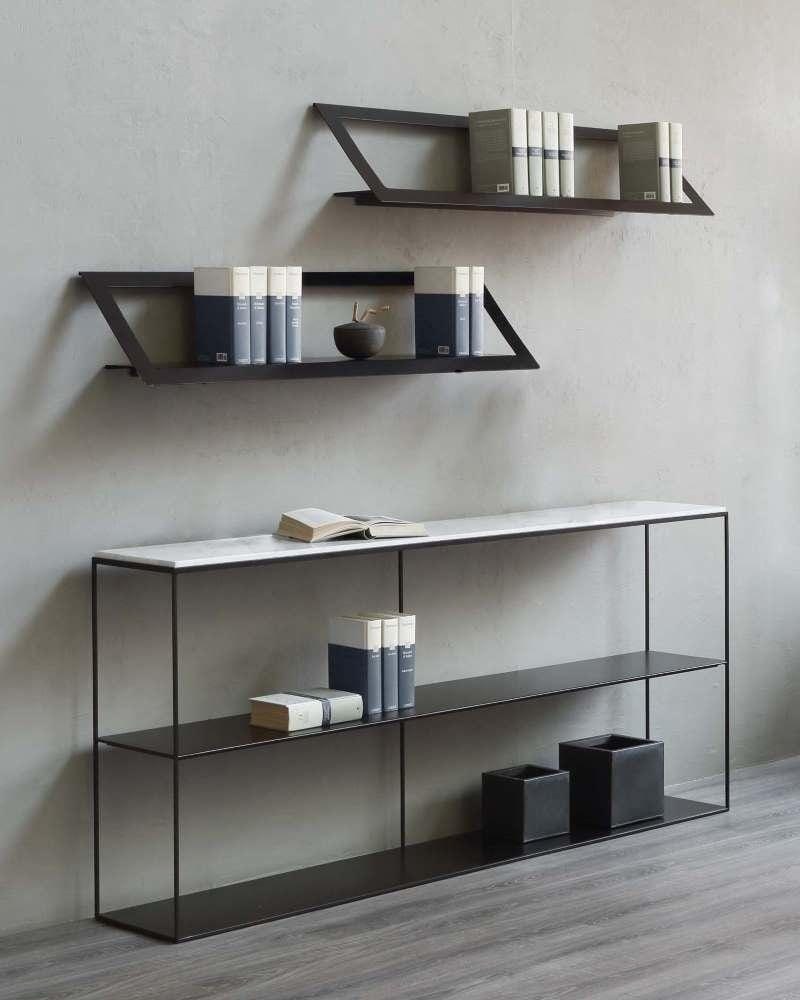 Zeus SLIM MARBLE -sivupöytä, 124 cm, valkoinen marmori / musta runko - Image 2